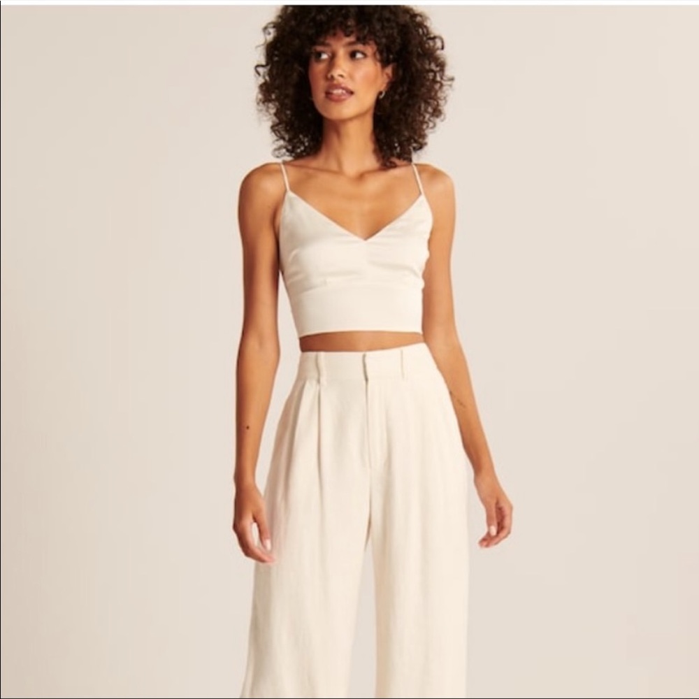 Abercrombie & Fitch Satin Cropped Cream Cami Size XL